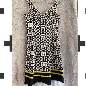 Black/White Patter (Yellow Trim) Dress